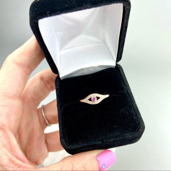 Incredible Ruby Diamond Evil Eye Ring 14 kt Gold Witchcraft Protection 7 - Picture 6 of 10